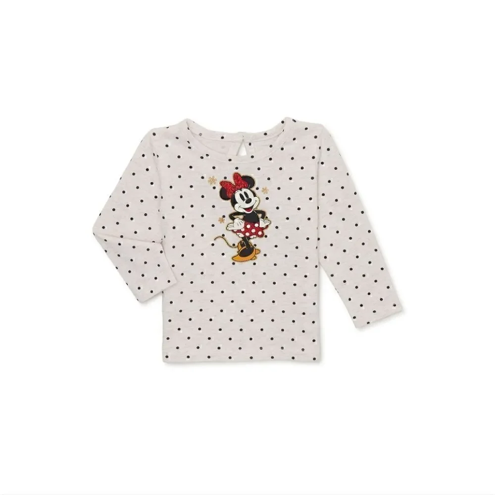 Disney Minnie Mouse Baby Girl Top, Pinafore and Tights Outfit Set, 3-Piece